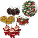 Kit 12 Pendentes P/Arvore de Natal Papai Noel Pinha Presente