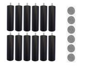 Kit 12 Pés De Cama Box ou Baú Queen King Tubo Preto 13cm C/ Feltro Protetor Adesivo
