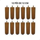 Kit 12 Pés de Madeira para Cama Box King Queen Reforçado 12cm