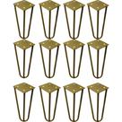 Kit 12 Pés de Metal 15 CM Hairpin Legs Mesas de Centro Puffs Dourado G41
