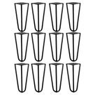 Kit 12 Pés de Metal 15 CM Hairpin Legs Mesas de Centro Puffs Preto G41