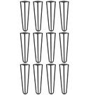 Kit 12 Pés de Metal 25 CM Hairpin Legs Mesas de Centro Puffs Preto G41