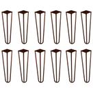 Kit 12 Pés de Metal 30 CM Hairpin Legs Mesa de Canto Rack e Puffs Bronze G41