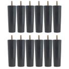 Kit 12 Pés Para Cama Box Baú Solteiro Casal Pé Para Moveis 13cm Preto