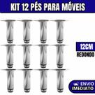 Kit 12 Pés Para Móveis Regulável Redondo Cromado Pezinho Base Para Móveis Cama Armário 12cm