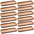 Kit 12 Petisqueiras Bandeja Retangular de Bambu 28x11cm Prato Salgados Petisco Hire Lyor