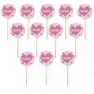 Kit 12 Picks Decorativos Arranjo de Flores Madeira Com Amor