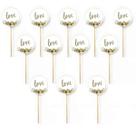 Kit 12 Picks Decorativos Arranjo de Flores Madeira Love
