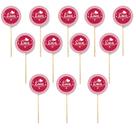 Kit 12 Picks Decorativos Arranjo de Flores Madeira Love Rosa