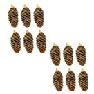 Kit 12 Pinhas Naturais Enfeite Natal Árvore Dourada 6cm