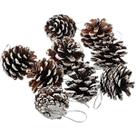 Kit 12 Pinhas Naturais Enfeite Natal Árvore Nevada 5cm