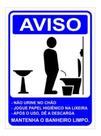 KIT 12 Placa Sinalização Mantenha Limpo Masculino 15x20