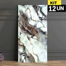 Kit 12 Placas Painel Adesivo Vinílico 3D Revestimento Porcelanato Mármore Lavável