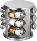 Kit 12 Porta Condimentos Vidro e Inox Base Giratória Redonda