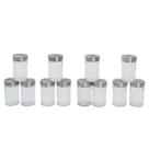 Kit 12 Porta temperos com tampa giratória inox e vidro 90ml - Mozcada
