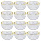Kit 12 Portas Velas Castiçal Vidro Redondo Borda Dourado Kit 12 Portas Velas Castiçal Vidro Redondo Borda Dourado