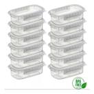 Kit 12 Pote Raso Marmita Tampa Trava 270ml Freezer Microonda