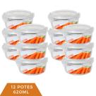 kit 12 Pote Vidro Hermético 4 Travas Redondo 620ml Marmita kit 12 Pote Vidro Hermético 4 Travas Redondo 620ml Marmita