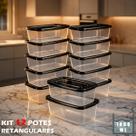 Kit 12 Potes 1000ml Transparentes Herméticos Freezer Microondas Marmita Plástica