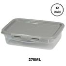 Kit 12 Potes Com Tampa e Trava 270Ml Baixo Cinza Kit 12 Potes Com Tampa e Trava 270Ml Baixo Cinza