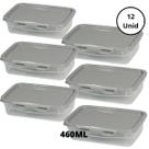 Kit 12 Potes Com Tampa e Trava 460Ml Baixo Cinza