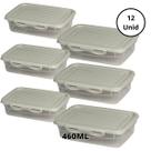 Kit 12 Potes Com Tampa e Trava 460Ml Baixo Off White