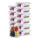 Kit 12 Potes De Vidro Retangular Com Tampa Hermética 370ml Kit 12 Potes De Vidro Retangular Com Tampa Hermética 370ml