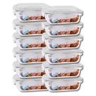 Kit 12 Potes Herméticos de Vidro 1520ML c/ Tampa 4 Travas Assados