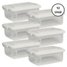Kit 12 Potes Organizador Branco 1,5L Com Tampa
