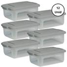 Kit 12 Potes Organizador Cinza 1,5L Com Tampa
