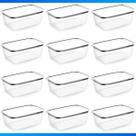 Kit 12 Potes Plásticos Retangular Com Tampa, Jogo Pote Bpa Free. Conjunto Potinhos Fitness