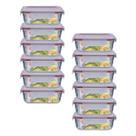 Kit 12 Potes Retangular 4 Travas Marmita Canelado 640ml