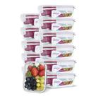 KIT 12 Potes Vidro Herméticos Retangular 370ml Vermelho