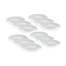 Kit 12 Prato Vidro Redondo Sobremesa Branco Restaurante 20cm