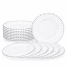 Kit 12 Pratos de Sobremesa Vidro Cristal Coração Transparente 20cm