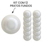 Kit 12 Pratos Fundos de Cerâmica 22 cm Branco Kit 12 Pratos Fundos de Cerâmica 22 cm Branco