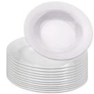 Kit 12 Pratos Fundos Redondos de Melamina Branca 25cm Leves Resistentes Uso Diário Cozinha - Bestfer
