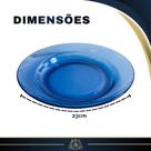 Kit 12 Pratos Fundos Vidro Transparente ou Azul Resistente Conjunto Pratos Fundos