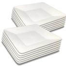 Kit 12 Pratos Raso Quadrado Branco Melamina Leve Plástico Resistente 25cm - Bestfer Kit 12 Pratos Raso Quadrado Branco Melamina Leve Plástico Resistente 25cm - Bestfer