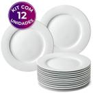 Kit 12 Pratos Raso Redondo Branco de Melamina Plástico Resistente 28cm Leve - Bestfer Kit 12 Pratos Raso Redondo Branco de Melamina Plástico Resistente 28cm Leve - Bestfer