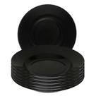 Kit 12 Pratos Redondo Fundo Opaline Cerâmica Preto Restaurante 20cm