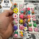 KIT 12 Presilhas Piranha Grampo de cabelo com apliques Soft coloridos
