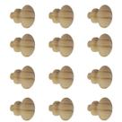Kit 12 Puxadores de Madeira Redondos Para Móveis Gavetas Armários Modelo Roma Tipo Tapa Furo