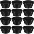 Kit 12 Ramekin 30ml Molho Maionese Shoyu Restaurante Preto Ramequim Oriental Uno Coza Canelado