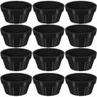 Kit 12 Ramekin 30ml Molho Maionese Shoyu Restaurante Preto Ramequim Oriental Uno Coza Canelado