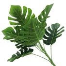 Kit 12 Ramos Costela de Adão Decorativo Artificial Plástico Verde 9 Folhas Cada 32cm