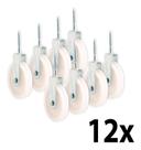 Kit 12 Roldana Branca Plástica Com Parafuso 6cm