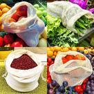 Kit 12 Saco Reutilizável Algodão De Malha Para Feira Frutas