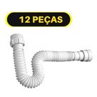 Kit 12 Sifão Simples Sanfonado Universal Tubo Extensivo Para Pias