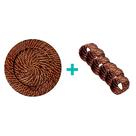 Kit 12 Sousplat + 12 Anel Guardanapo Rattan Bambu Mundiart
